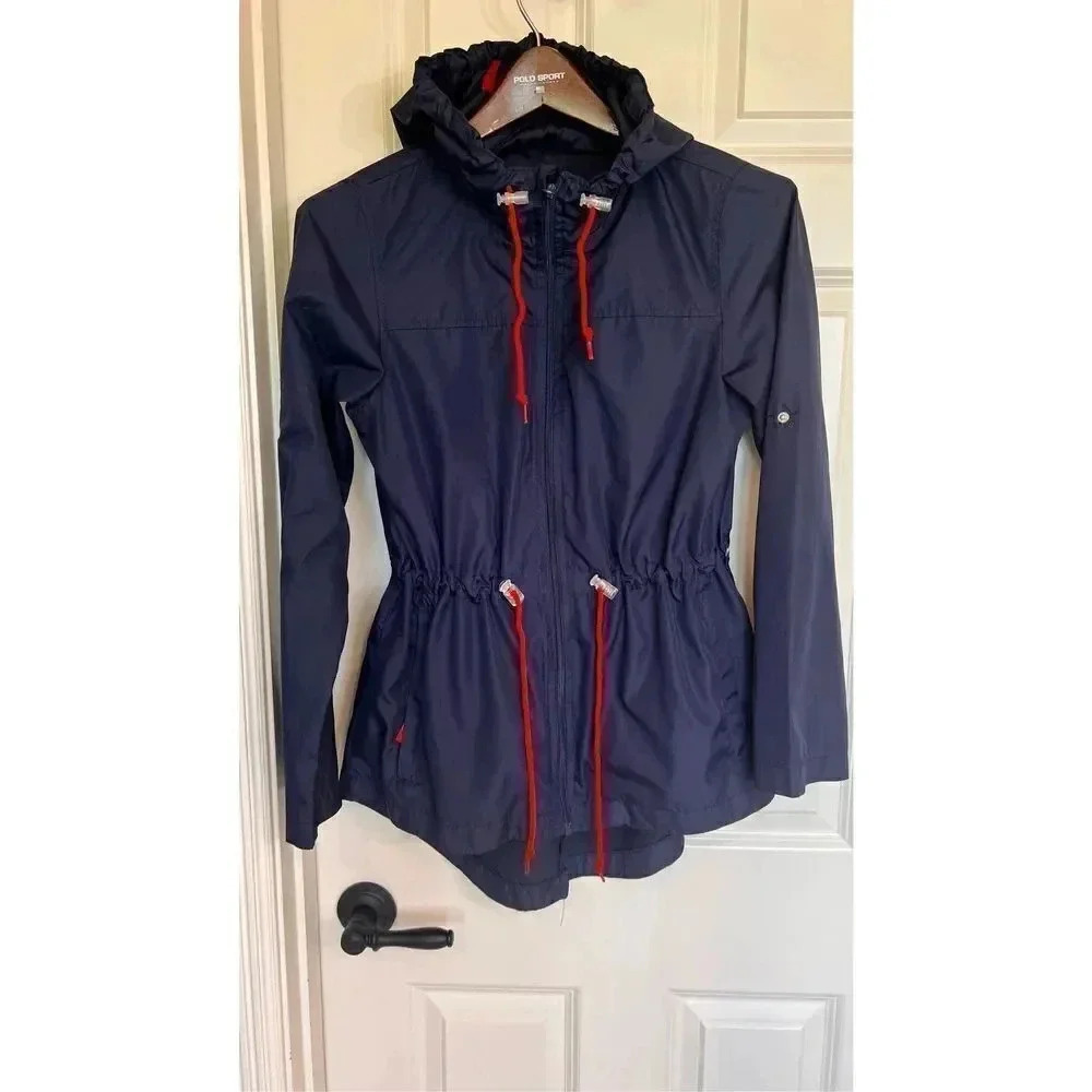 Weather Tamer Parka In A Pocket Blue Jacket Rain Coat Women’s Size S‎ (4-6)